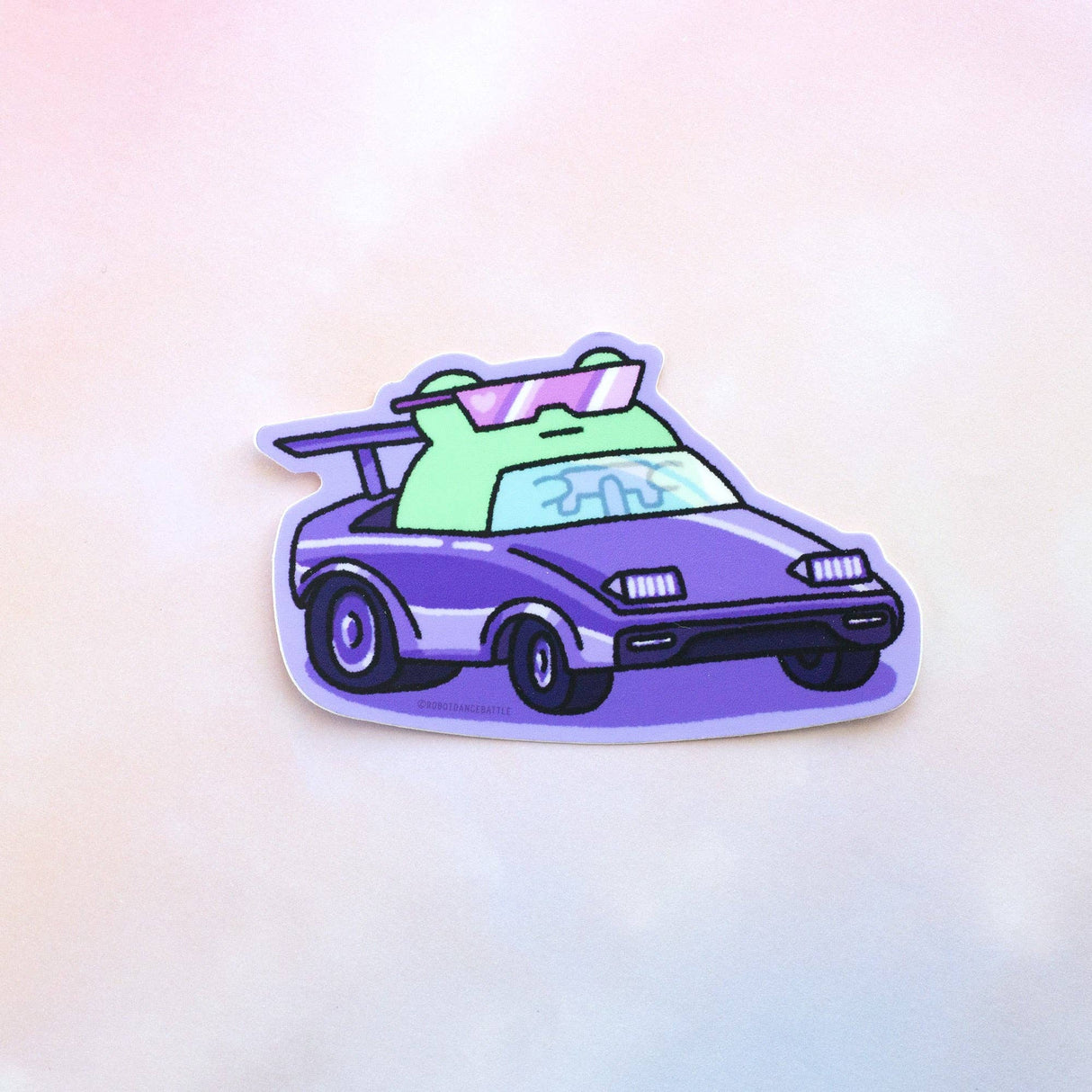 Cool Car Frog Sticker