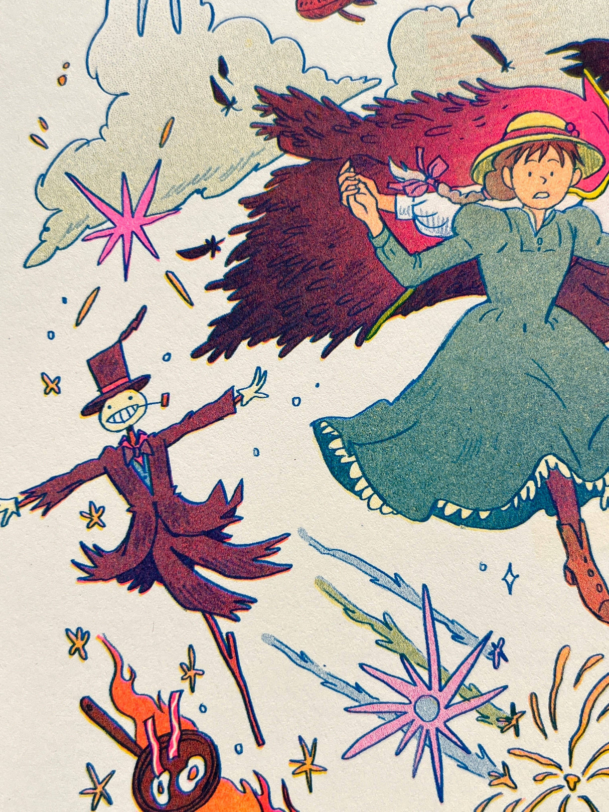 Howl's Moving Castle Small Riso Print