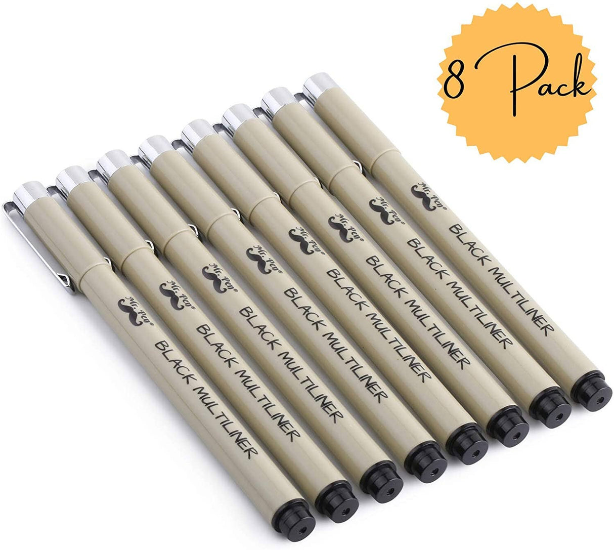 Black Multiliner Drawing Pens - 8 Pack