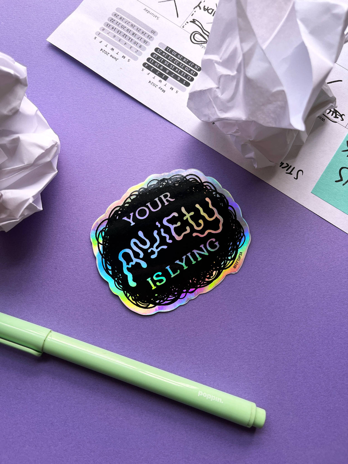 Your Anxiety is Lying Holographic Sticker