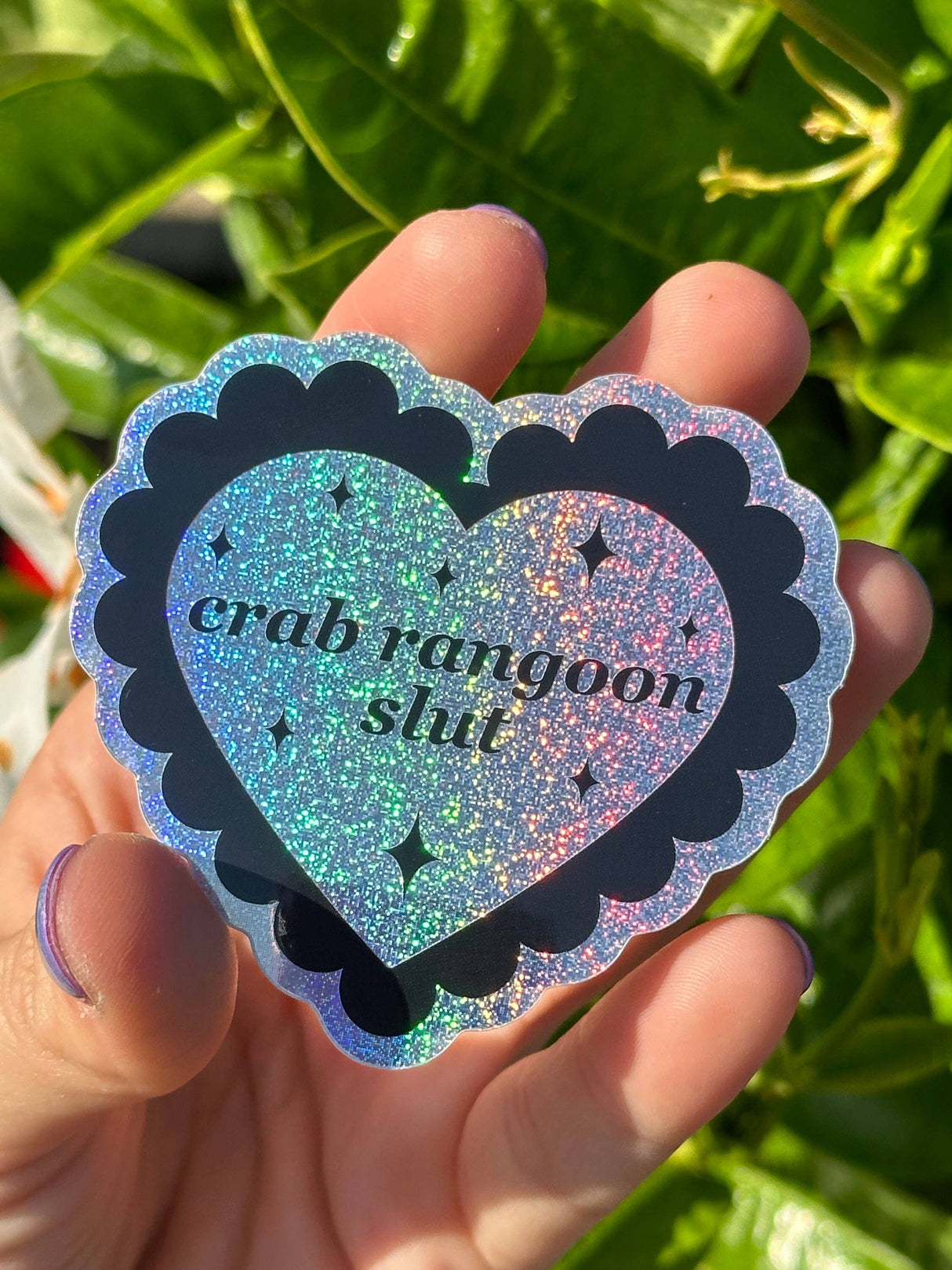 Crab Rangoon Slut Glittery Sticker