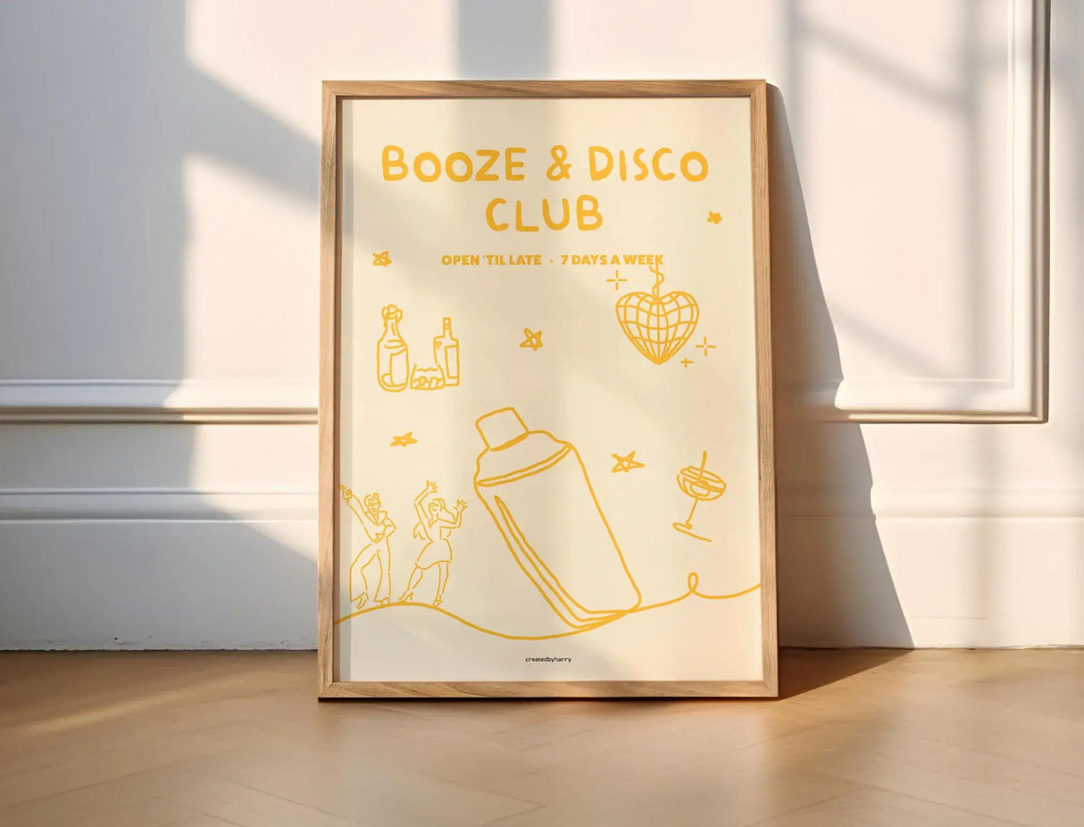 Booze & Disco Club Wall Art Print