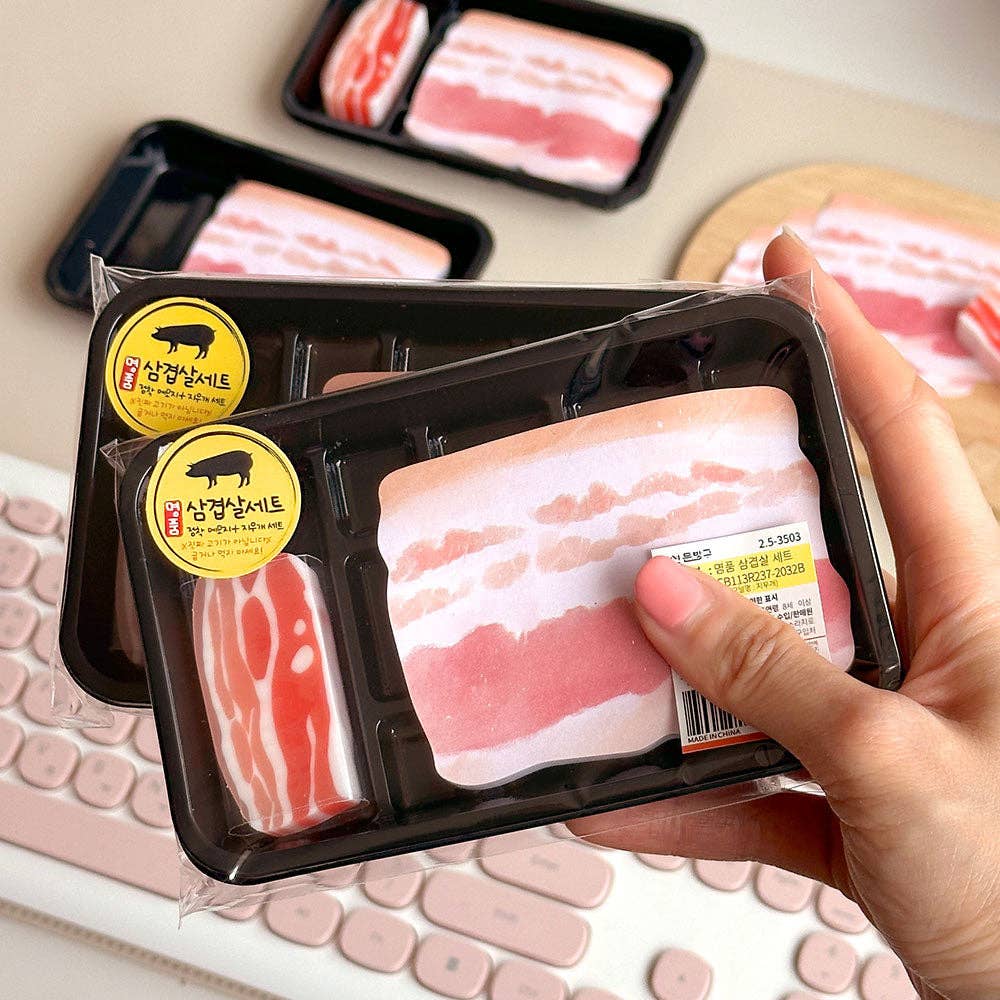 K-BBQ Pork Belly Memo Pad + Eraser Set