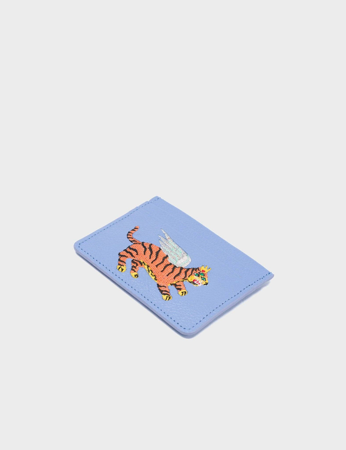 Filium Vista Blue Leather Cardholder - Winged Tiger Embroidery