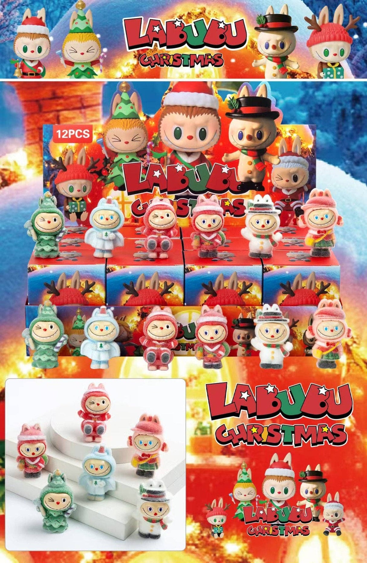 Christmas Flocked Vinyl Figure Collectible Toy Blind Box