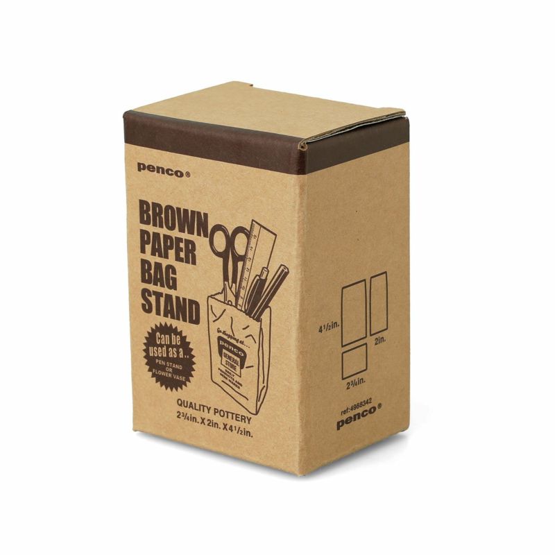Porcelain Brown "Paper" Bag Pen Holder / Vase