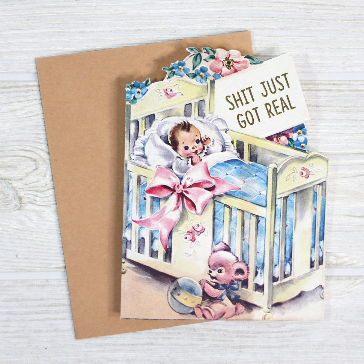 Shit Just Got Real Baby Shower Greeting Card