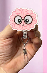 Brain with Glasses   -  Badge Reel Holder   