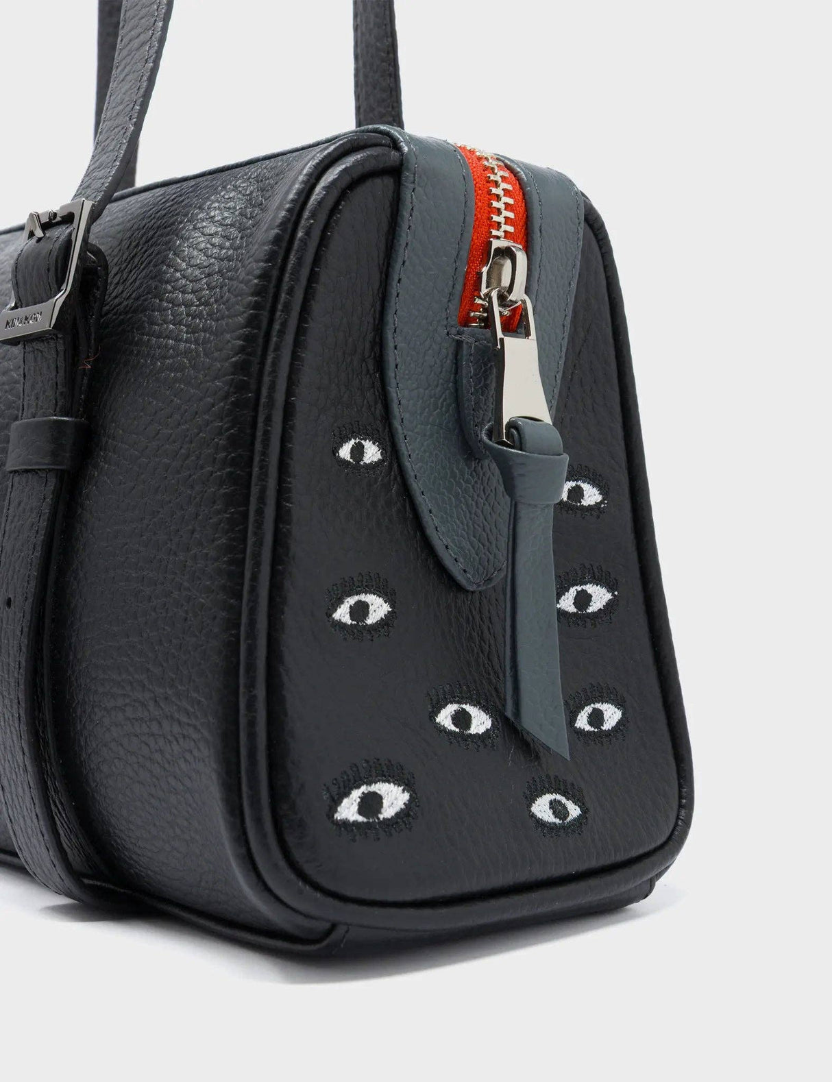 Esther Black Satchel Mini Bag - All Over Eyes Embroidery