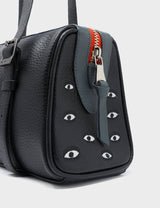 Esther Black Satchel Mini Bag - All Over Eyes Embroidery