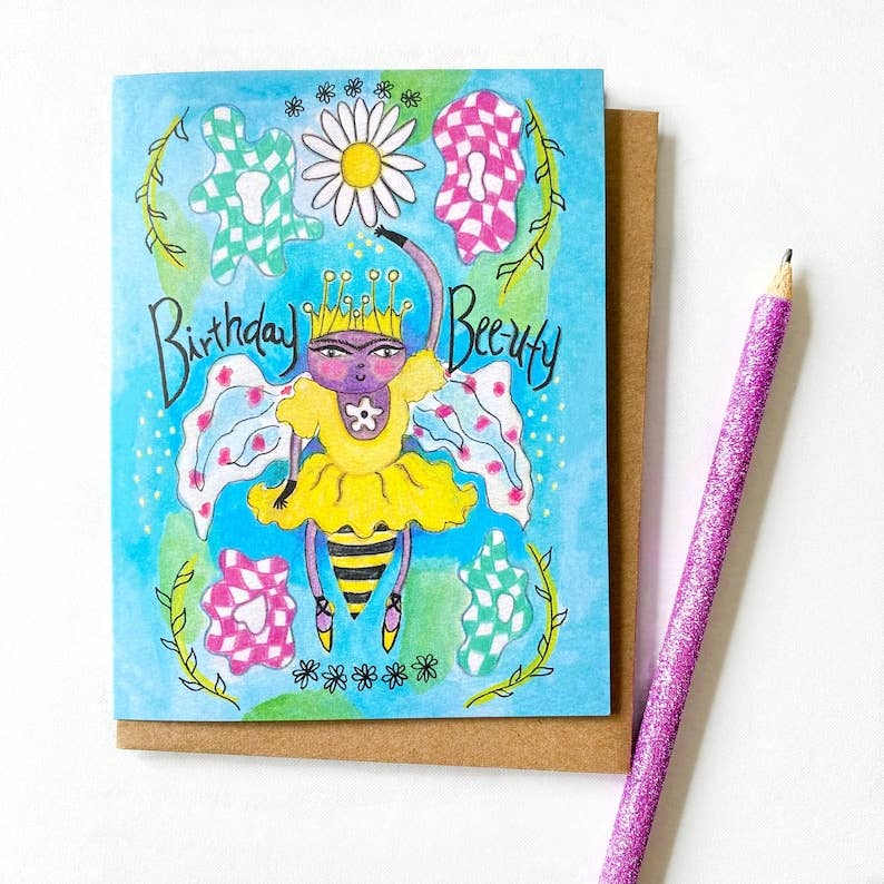 Ballerina Bee Spring Dance Birthday Card