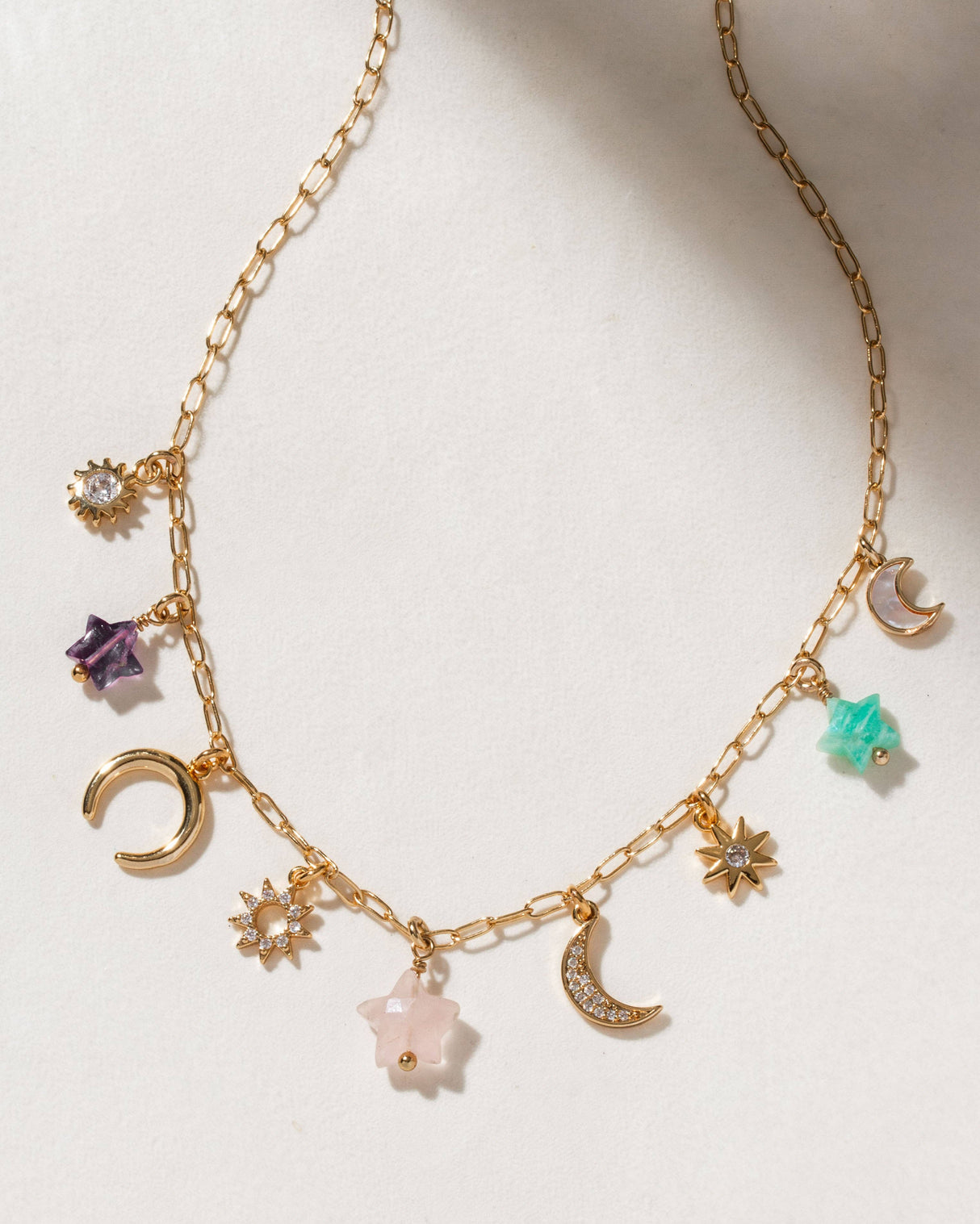 Starlit Trail Charm Necklace - Pastel Multi-Stone