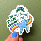 New Flute Goofin' Satyr with Rainbow Sticker