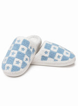 Blue & White Star Checked Indoor / Outdoor Slippers