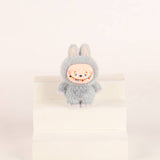 Flocked Mini Labubu Figurines Colorful Gradient Desk Toys