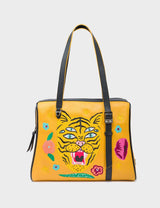 Esther Golden Glow Satchel Bag - Happy Tiger Embroidery