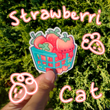 Strawberry Cat Vinyl Sticker