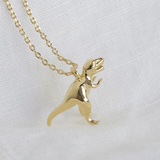 Gold T-Rex Dinosaur Necklace 18KGP