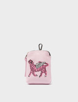 Florence Pouch Charm - Lilac Leather Keychain Tiger Embroidery