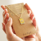 Enamel Sun Tarot Card Necklace 14KGP