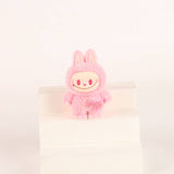 Flocked Mini Labubu Figurines Colorful Gradient Desk Toys
