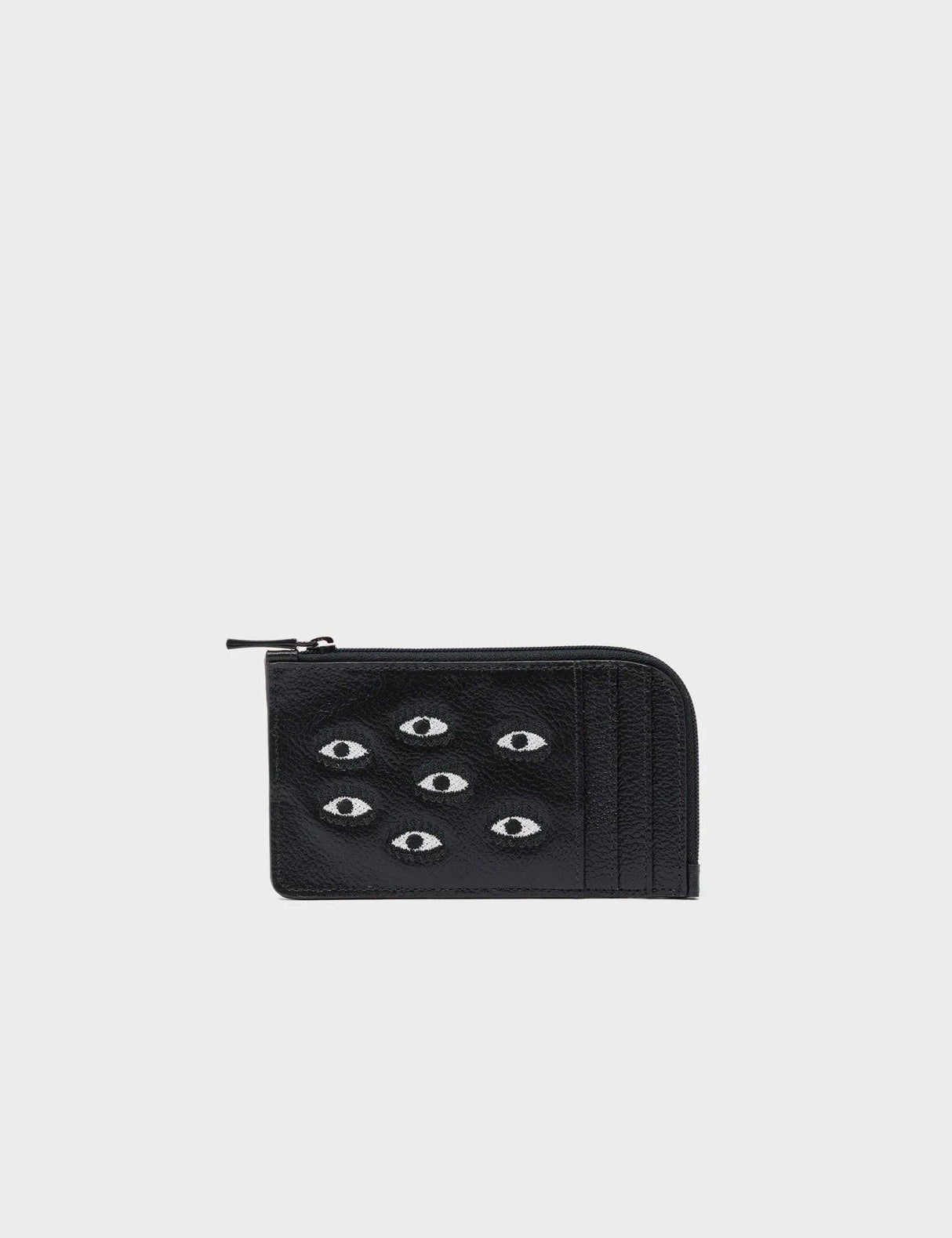 Fausto Black Leather Zip-around Cardholder - All Over Eyes