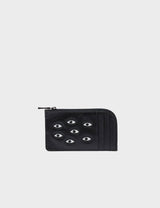 Fausto Black Leather Zip-around Cardholder - All Over Eyes