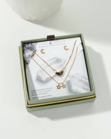 Moon and Stars Necklace Set- Labradorite