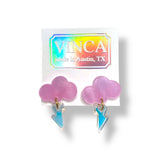 Baby Rain Cloud Earrings - Pink/Gold Shimmer