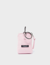 Florence Pouch Charm Parfait Pink Leather Keychain Flowers Print
