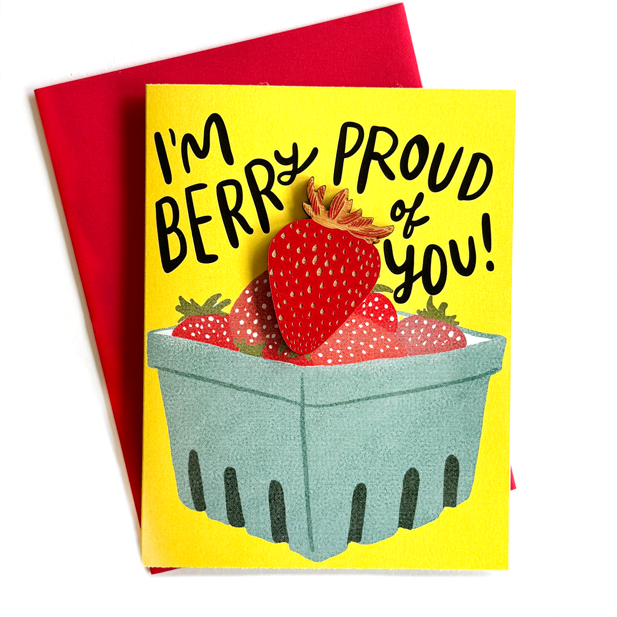 Berry Proud Strawberry Magnet w/ Greeting Card