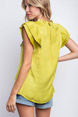 Citron Pleated Sleeve Top