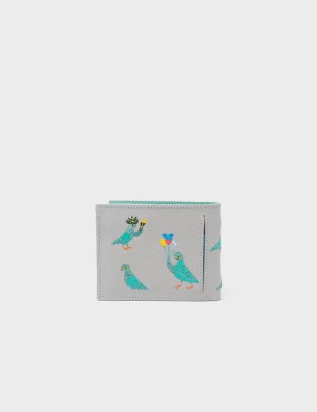 Felicia Moonwalk Gray Leather Bifold Wallet  - Pigeonista