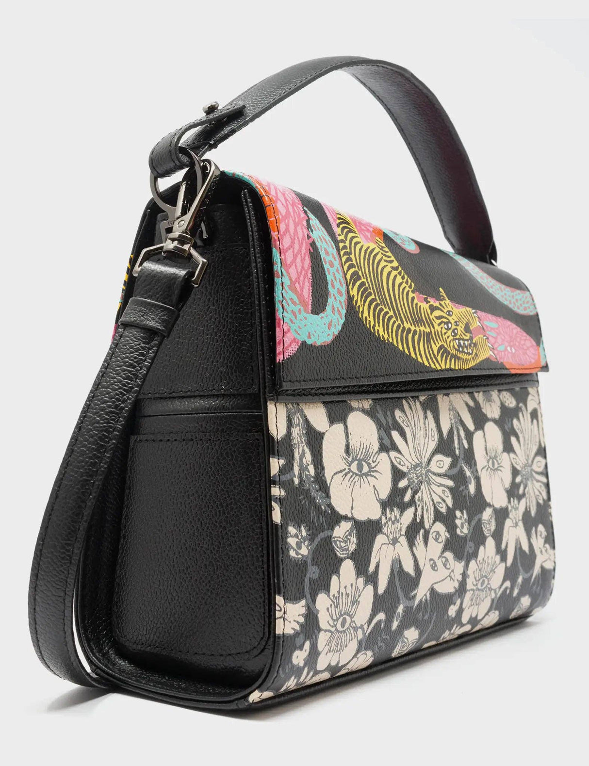 Anastasio Medium Crossbody Handbag Black Leather - Tangle Tales Black Design