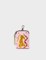 Florence Pouch Charm - Parfait Pink Leather Keychain Creatures of the Future Print