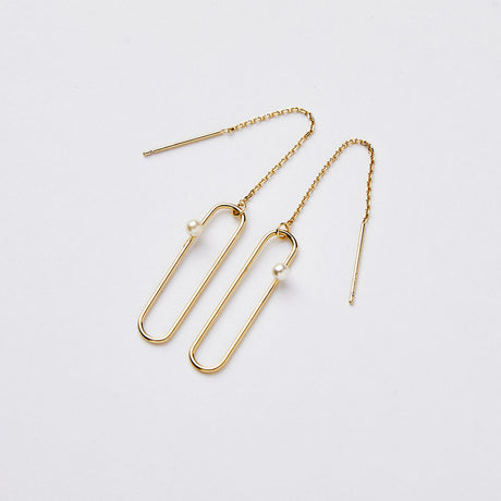 Gold Threader Pearl Drop Earrings