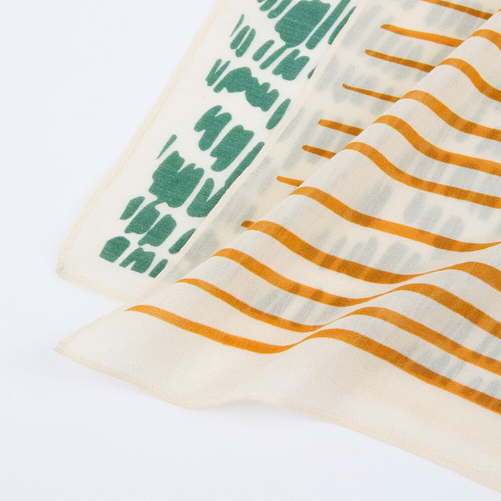 Soft Block Printed Cotton/Silk Blend Scarf