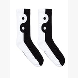 Classic Crew Socks w/ Ribbed Tubing - Yin Yang-Black & White