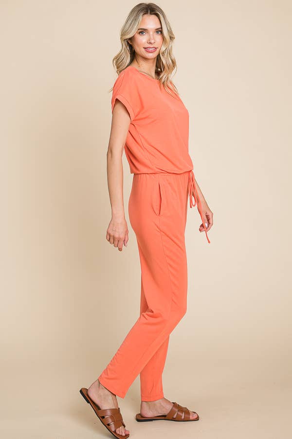 Boat Neck Solid Jumpsuit