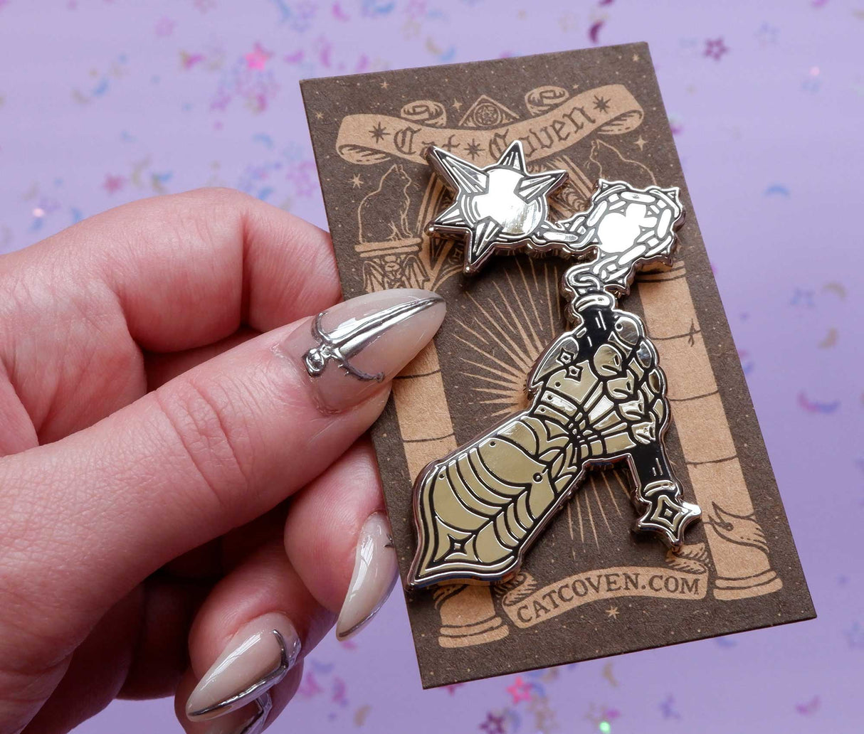 Flail & Gauntlet Enamel Pin