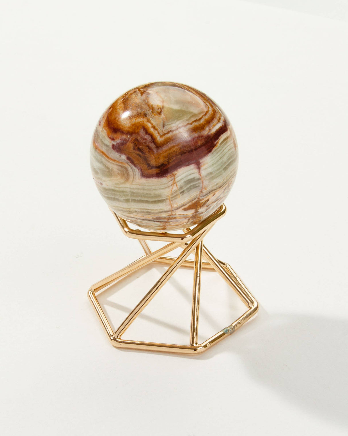 Calcite Sphere Banded Curio with Stand