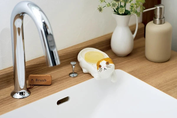 Scottish Fold Cat Soap Dish Ceramic - Japan