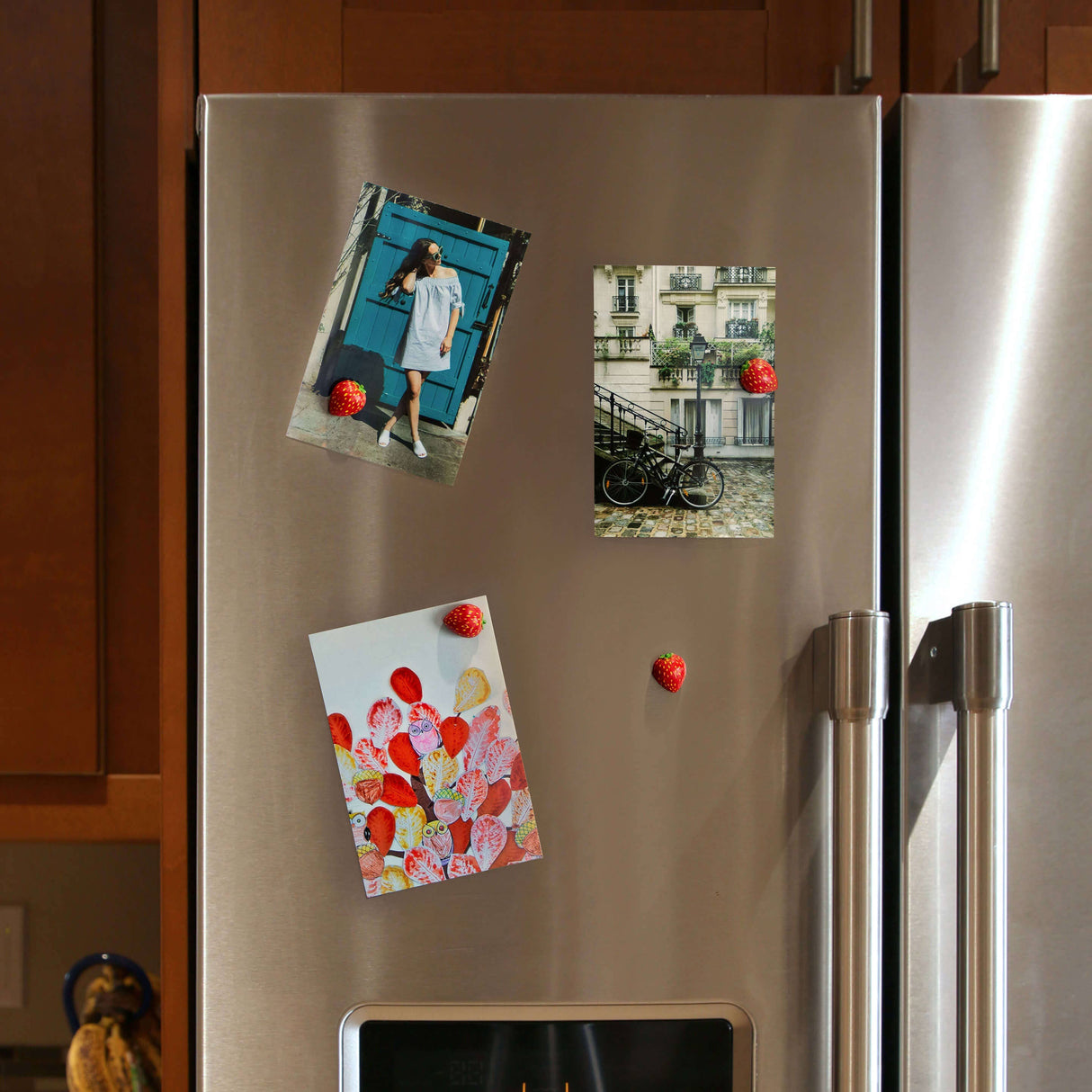 Colorful Strawberry Magnets Iconic Set of 4