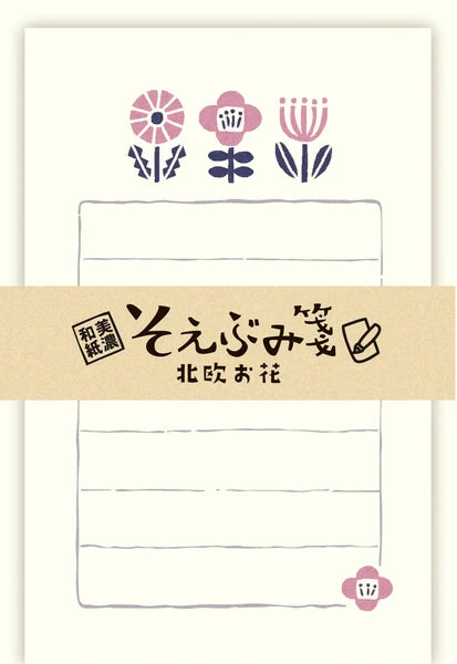 Nordic Flowers Mini Japanese Mino Washi Letter Writing Set