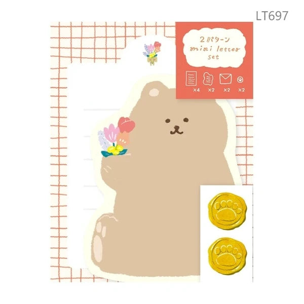 Bear & Flowers Japanese Mino Washi Letter Writing Set by Furukawa Shiko