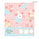 Spring Bouquet Puppy 4-Design Memo Pad by Furukawa Shiko