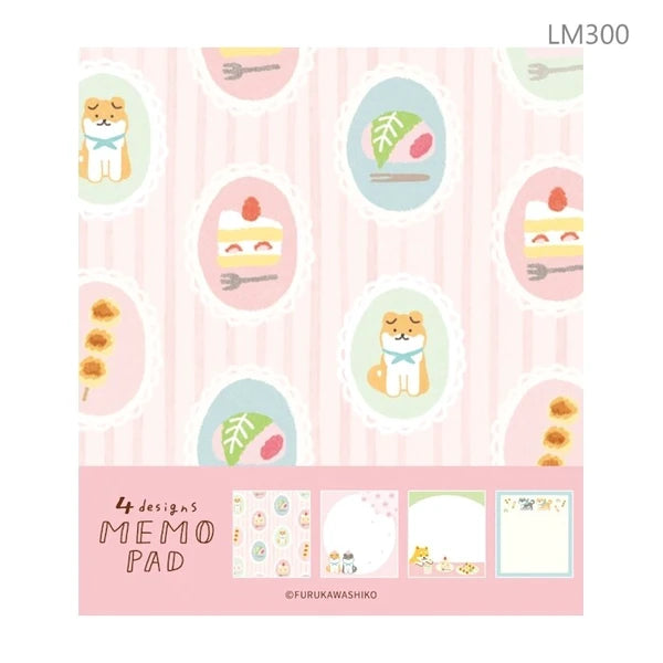 Japanese Sweets Shiba 4-Design Memo Pad by Furukawa Shiko
