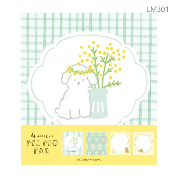 Mimosa Puppy 4-Design Memo Pad by Furukawa Shiko