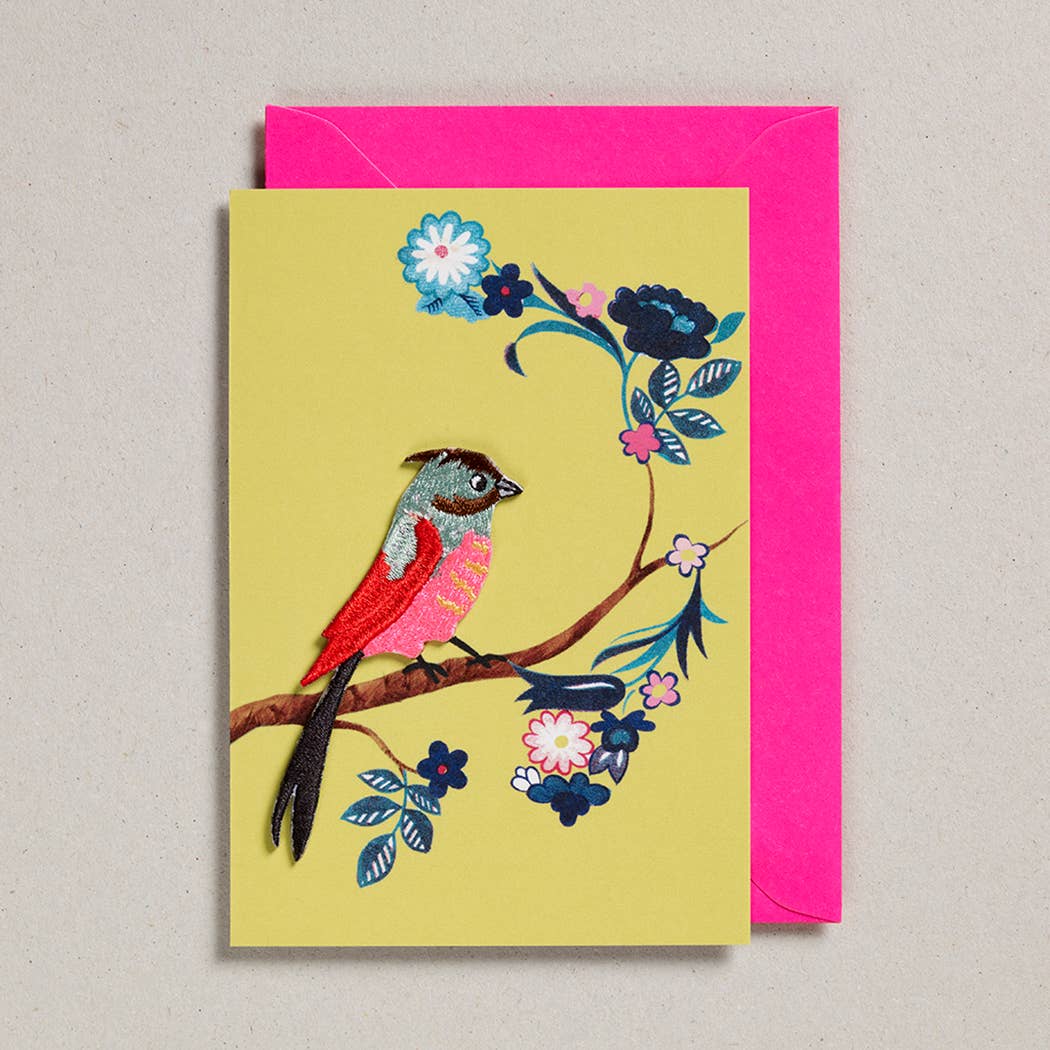 Embroidered Bird Cards - Bird on Branch