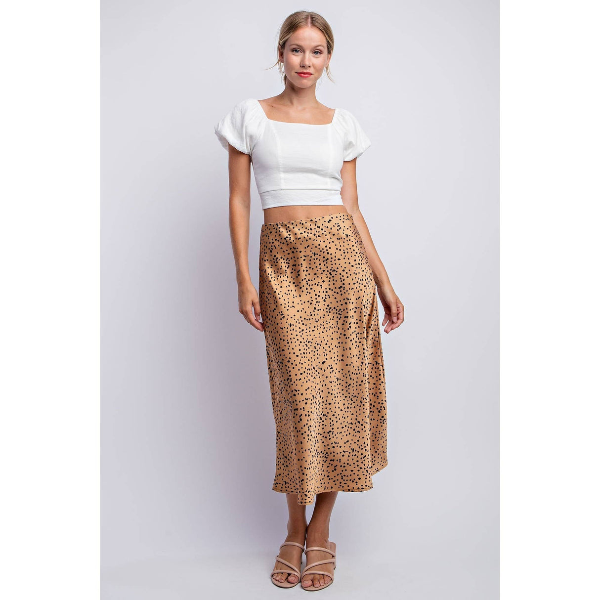 Satin Midi Dot Skirt